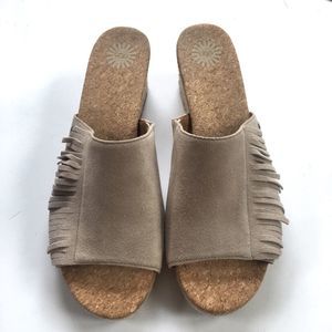 Ugg Suede Fringe Espadrille Wedge Sandals